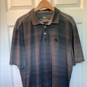 Tommy Bahama Men's Gray Striped Polo Shirt XXL